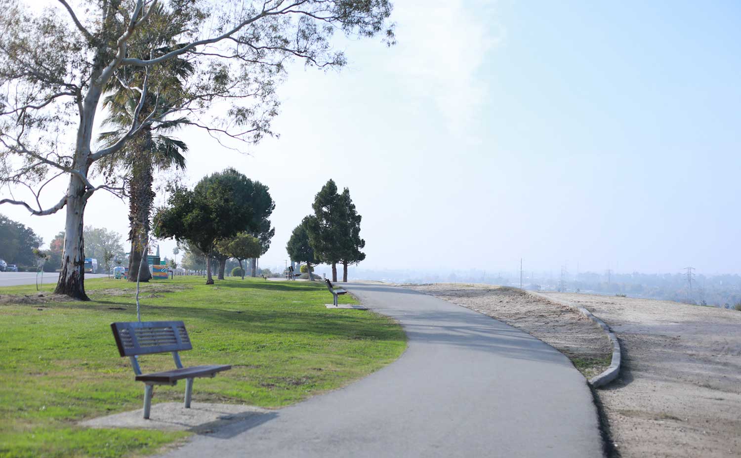 The walking and biking paths along Panorama Drive in Bakersfield. Where riders can access dirt trails and drop down to ride the Kern River Parkway.