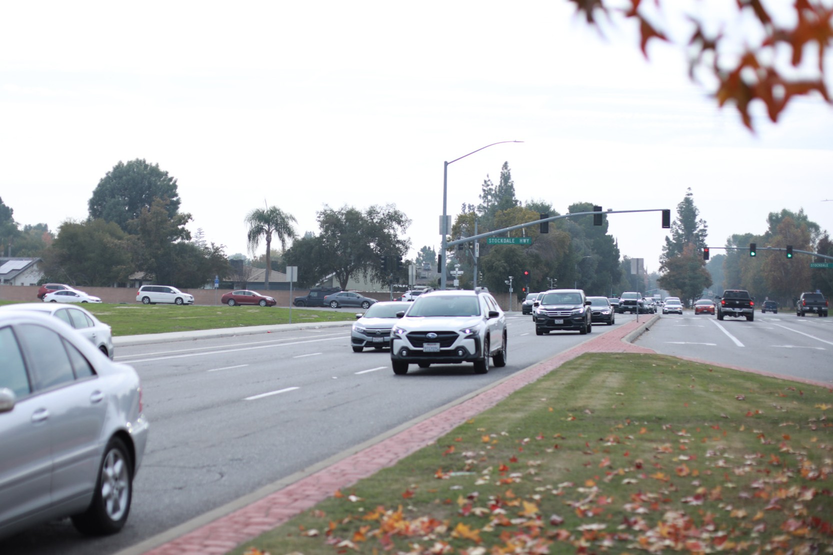 Traffic along Coffee Road near the Stockdale Highway intersection in Bakersfield