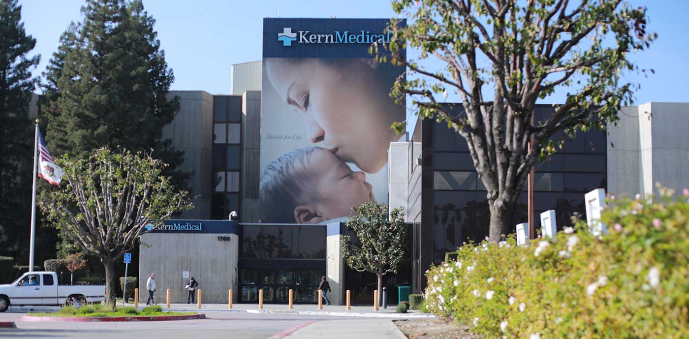 Entrance to Kern Medical in Bakersfield where patients with catastrophic injuries can be treated at a Level II Trauma Center.